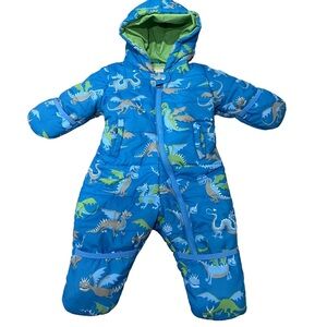 Hatley Infant Snowsuit Baby Boy 6-12 months Dragon Dinosaur Snow One Piece